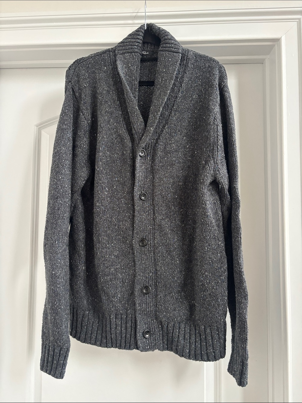 Rails Men's Shawl Collar Button-Up Cardigan - Charcoal